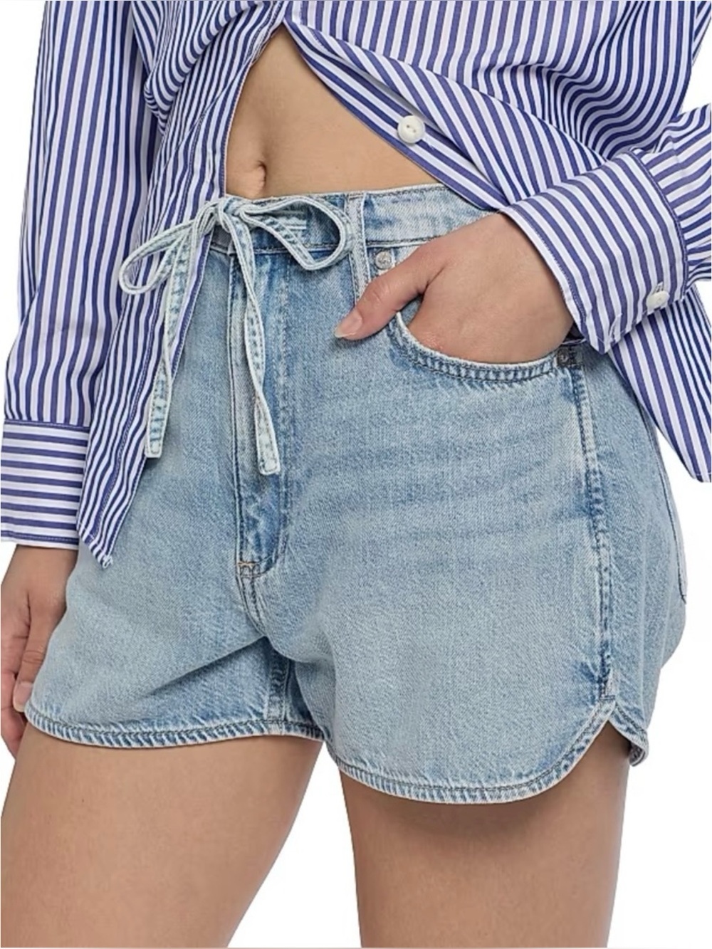 Current/Elliott Denim Drawstring Shorts - Picture 6 of 6